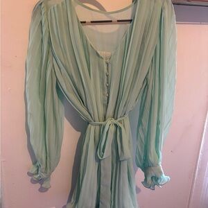 Elegant Mint Green Pleated Romper
